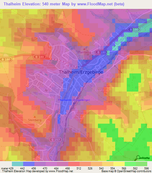 Thalheim,Germany Elevation Map