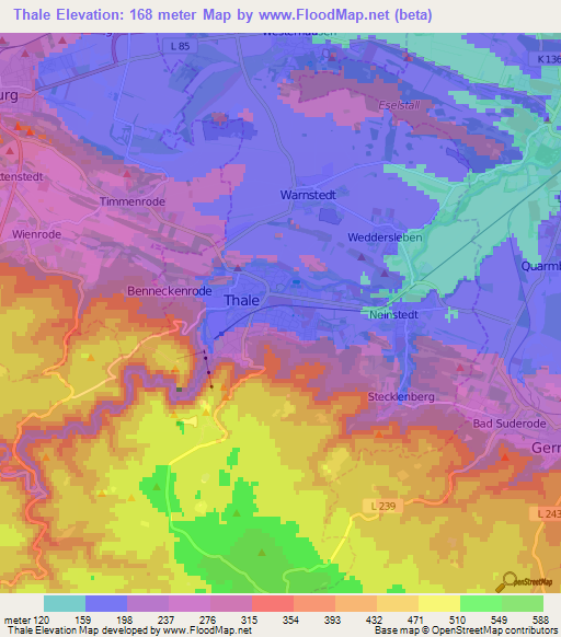 Thale,Germany Elevation Map