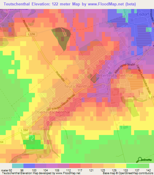 Teutschenthal,Germany Elevation Map