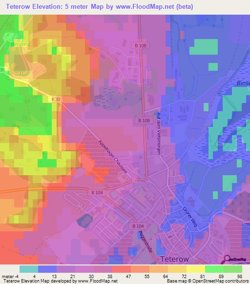 Teterow,Germany Elevation Map