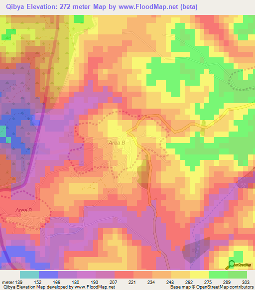 Qibya,Palestinian Territory Elevation Map