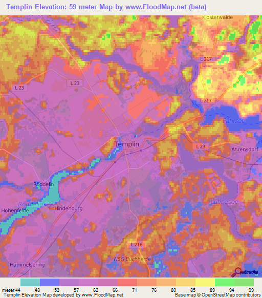 Templin,Germany Elevation Map