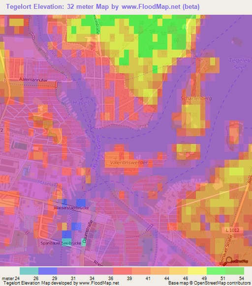 Tegelort,Germany Elevation Map