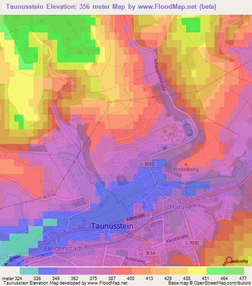 Taunusstein,Germany Elevation Map