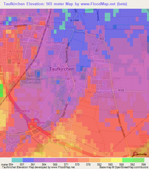 Taufkirchen,Germany Elevation Map