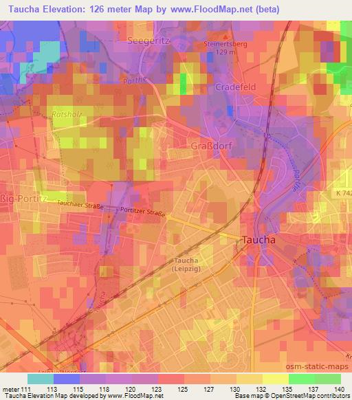 Taucha,Germany Elevation Map