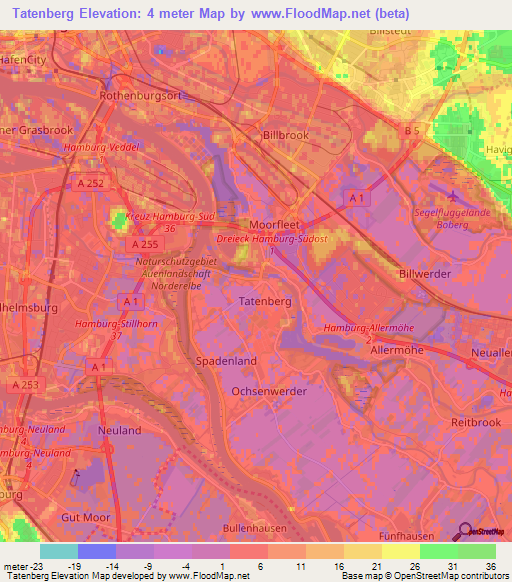 Tatenberg,Germany Elevation Map