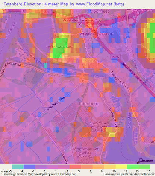 Tatenberg,Germany Elevation Map