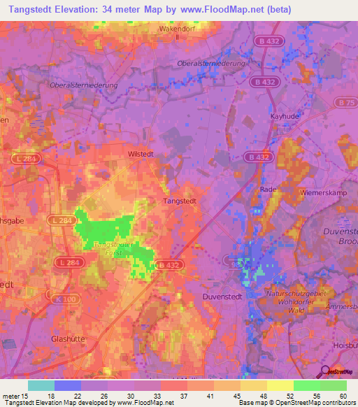 Tangstedt,Germany Elevation Map