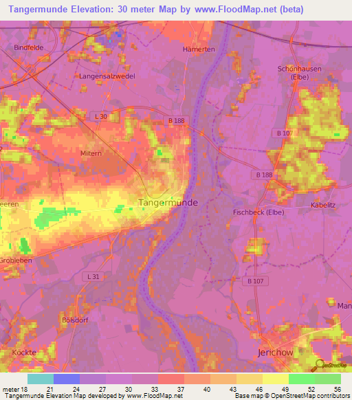 Tangermunde,Germany Elevation Map