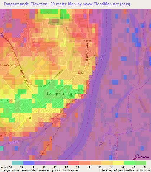 Tangermunde,Germany Elevation Map