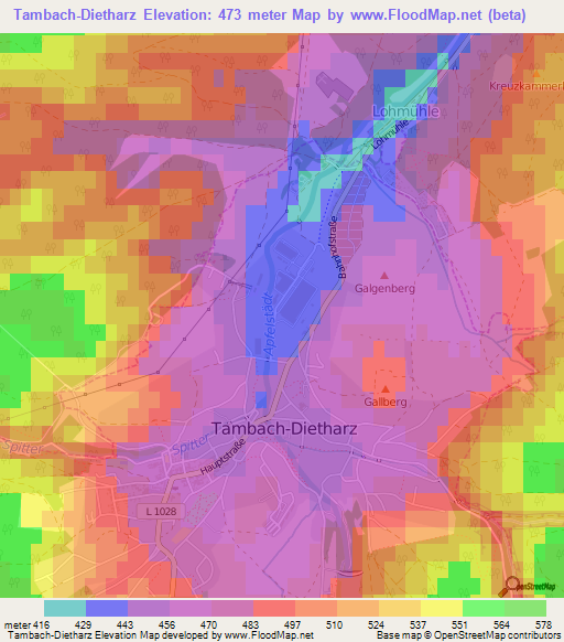 Tambach-Dietharz,Germany Elevation Map