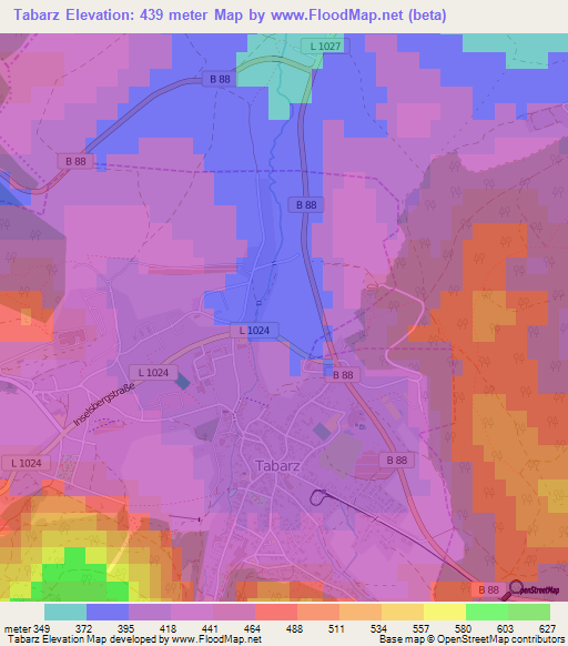 Tabarz,Germany Elevation Map