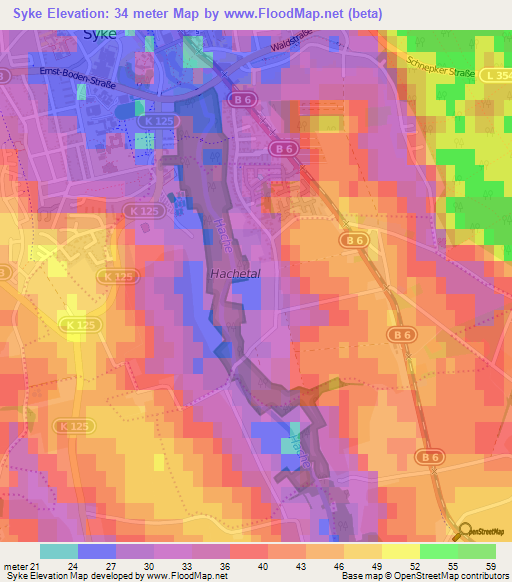 Syke,Germany Elevation Map