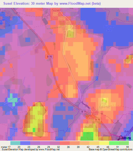 Susel,Germany Elevation Map