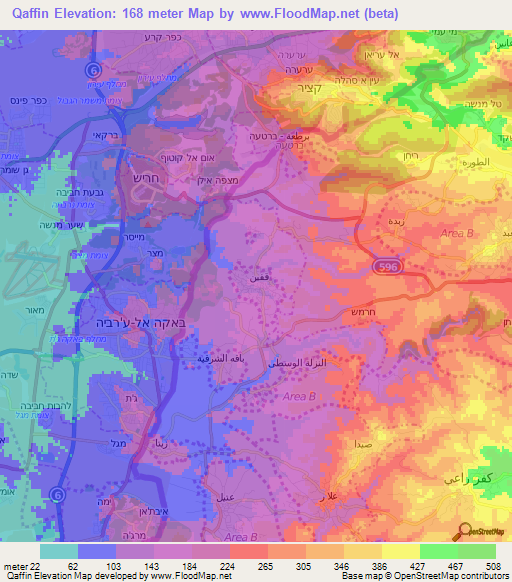 Qaffin,Palestinian Territory Elevation Map