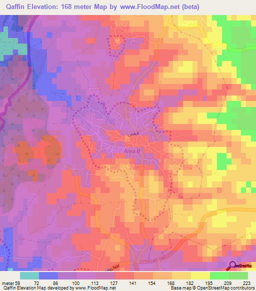 Qaffin,Palestinian Territory Elevation Map