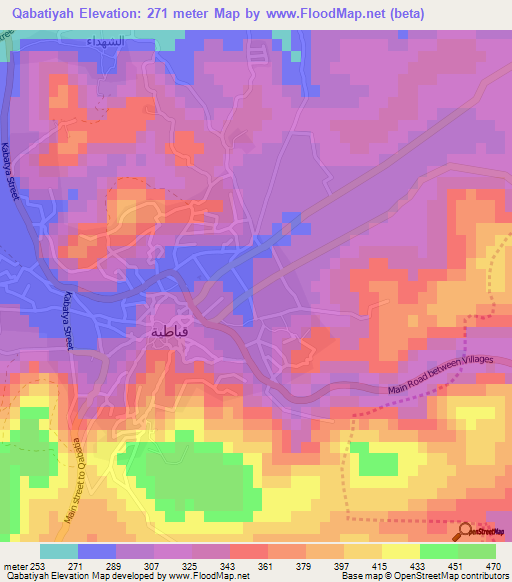 Qabatiyah,Palestinian Territory Elevation Map