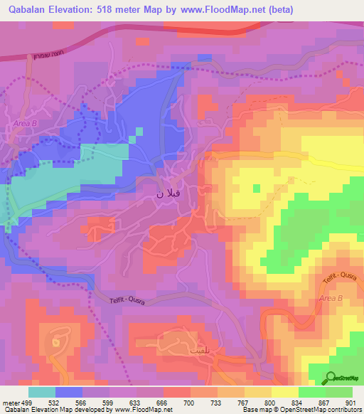 Qabalan,Palestinian Territory Elevation Map