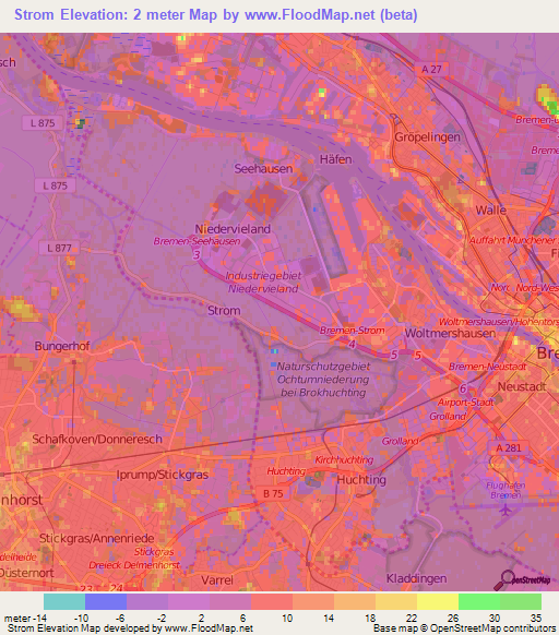 Strom,Germany Elevation Map