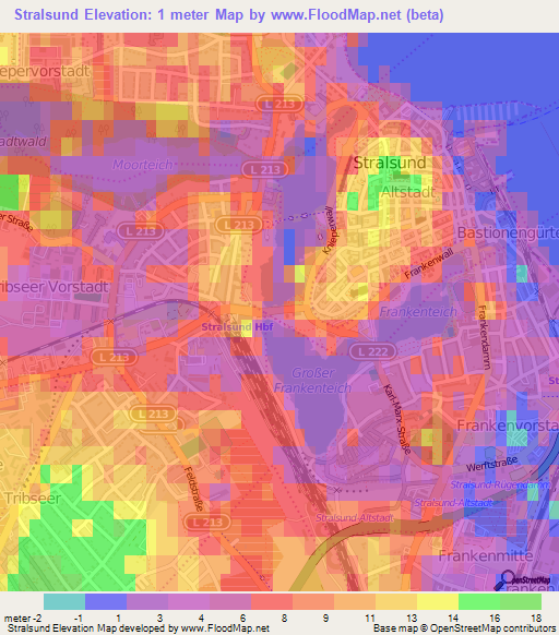 Stralsund,Germany Elevation Map