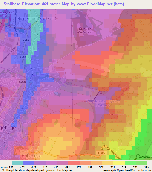 Stollberg,Germany Elevation Map