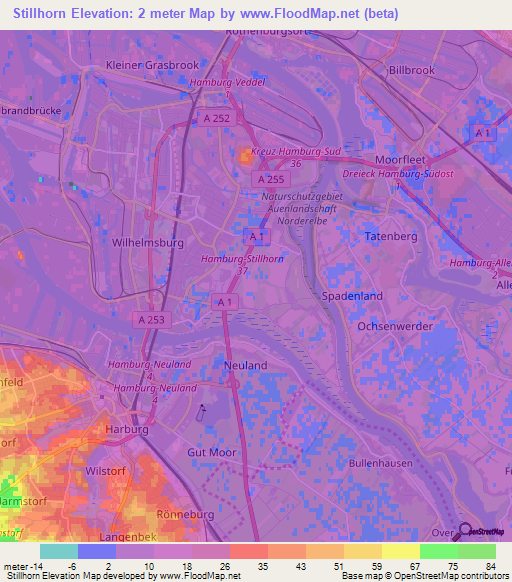 Stillhorn,Germany Elevation Map