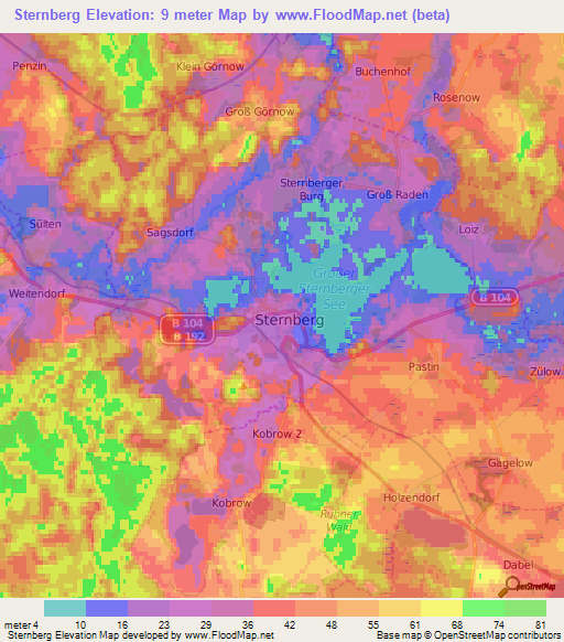 Sternberg,Germany Elevation Map