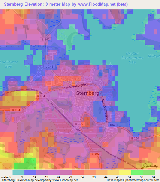 Sternberg,Germany Elevation Map