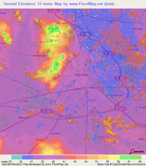 Stendal,Germany Elevation Map