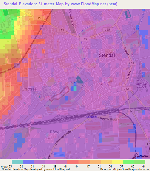 Stendal,Germany Elevation Map