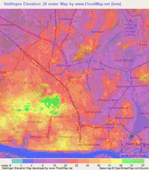 Stellingen,Germany Elevation Map