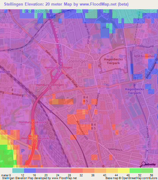 Stellingen,Germany Elevation Map