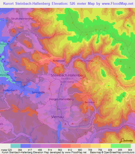 Kurort Steinbach-Hallenberg,Germany Elevation Map