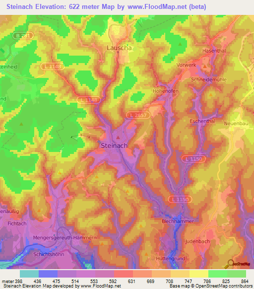 Steinach,Germany Elevation Map