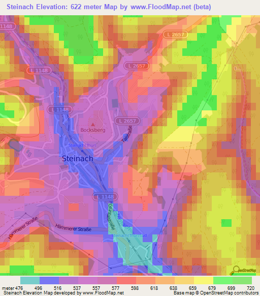 Steinach,Germany Elevation Map