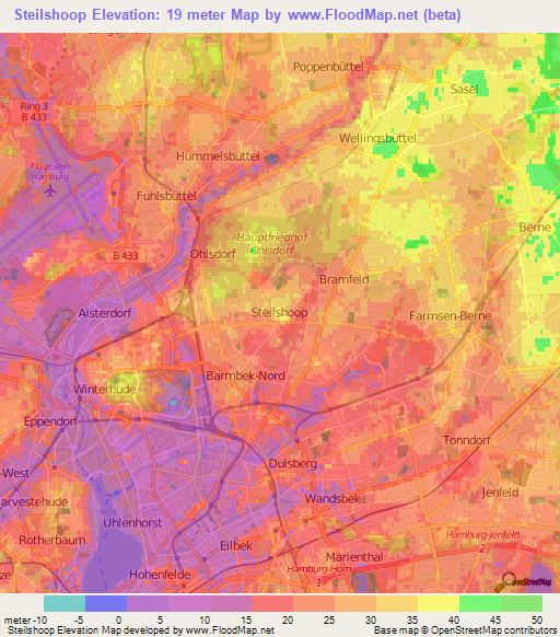 Steilshoop,Germany Elevation Map