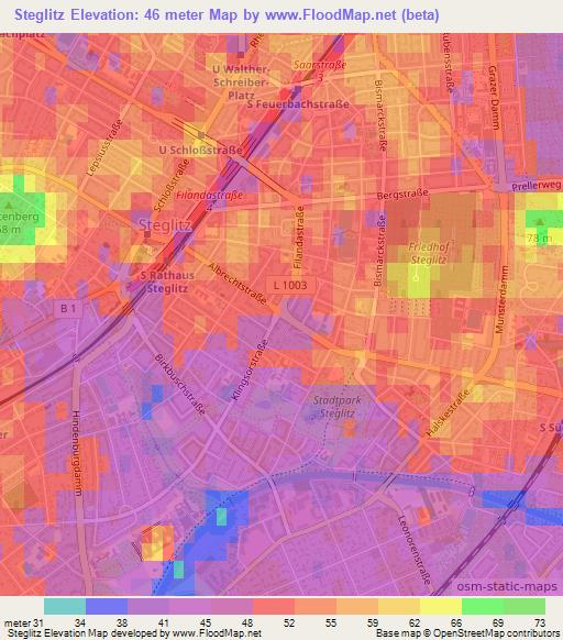 Steglitz,Germany Elevation Map