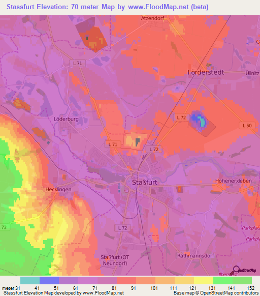 Stassfurt,Germany Elevation Map