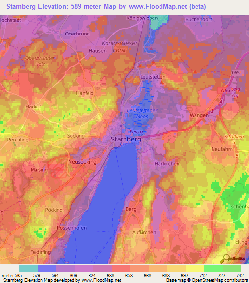 Starnberg,Germany Elevation Map