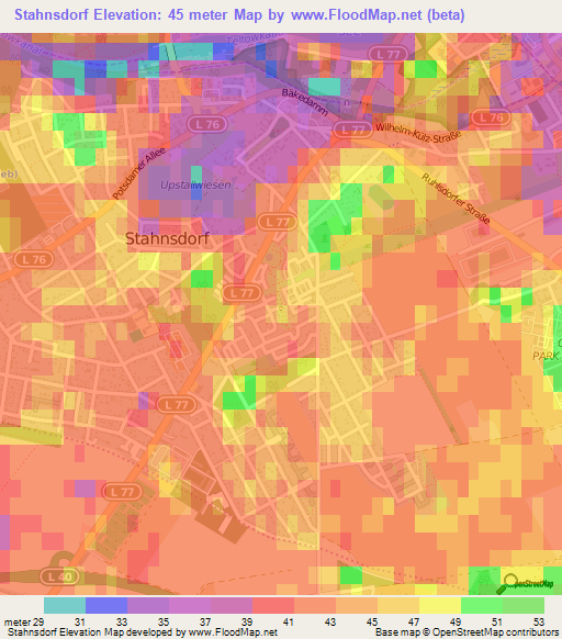 Stahnsdorf,Germany Elevation Map