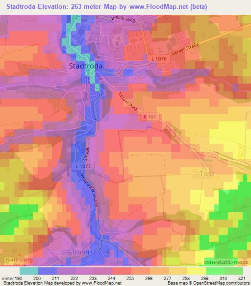 Stadtroda,Germany Elevation Map