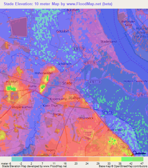 Stade,Germany Elevation Map