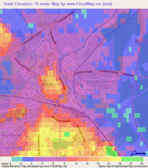 Stade,Germany Elevation Map