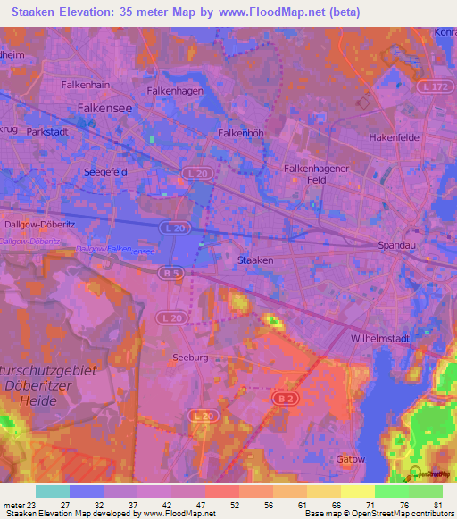 Staaken,Germany Elevation Map