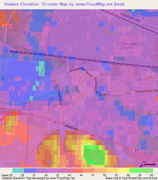 Staaken,Germany Elevation Map