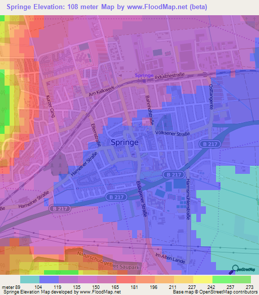 Springe,Germany Elevation Map