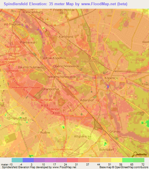 Spindlersfeld,Germany Elevation Map