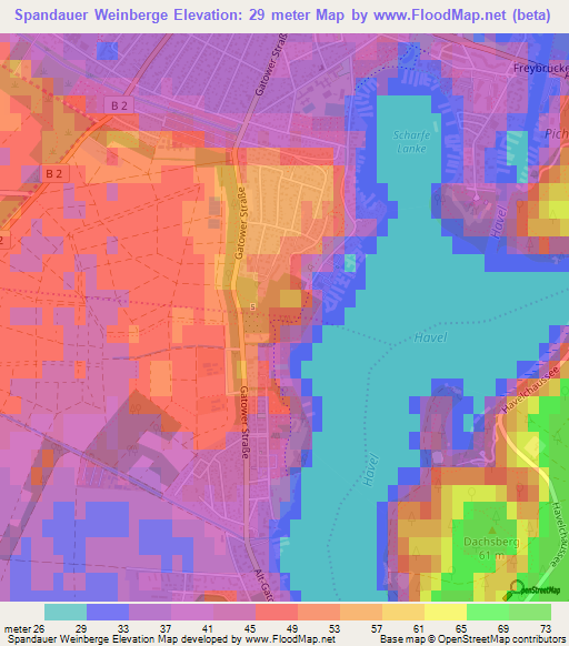 Spandauer Weinberge,Germany Elevation Map