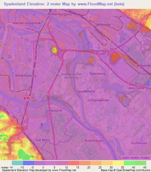 Spadenland,Germany Elevation Map